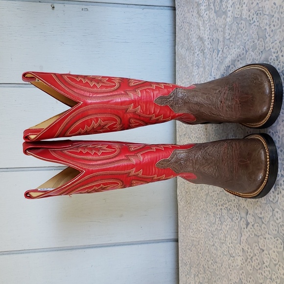 Anderson Bean Tall Boots Red Boots Embroidered Boots Cowgirl Boots Western Rodeo - Picture 3 of 17